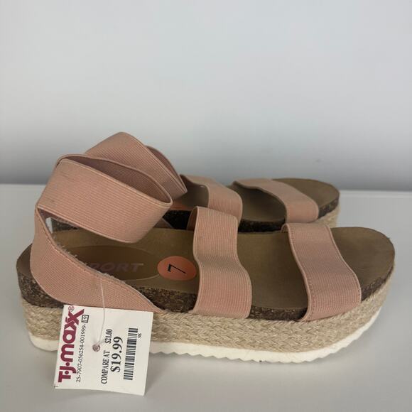 NWT Report Womens Strappy Stretch Open Toe Espadrille Platform Tan Sandals 7 - Picture 1 of 8